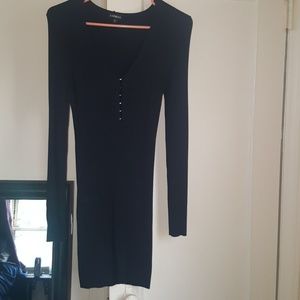 Express Black Ribbed Sweater Dress